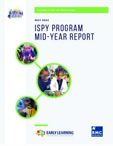 Report cover for ISPY Program featuring children in a science and observation setting