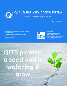Report cover for Quality Early Education System featuring a small plant growing up through a crack in the pavement
